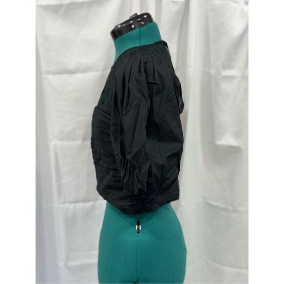 AMUR Tiana Black Bubble Sleeve Cropped Blouse | Sz 4 - Picture 5 of 8